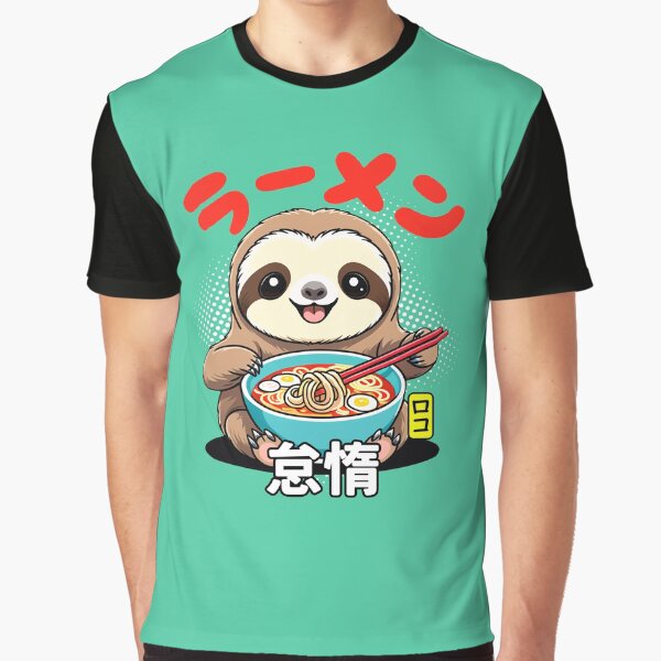 Sloth Enjoying Ramen - Japanese Kawaii Design by Rokoyo Prints T-Shirts, Hoodie, Sweatshirt | BlankRebels.com (Image 1)
