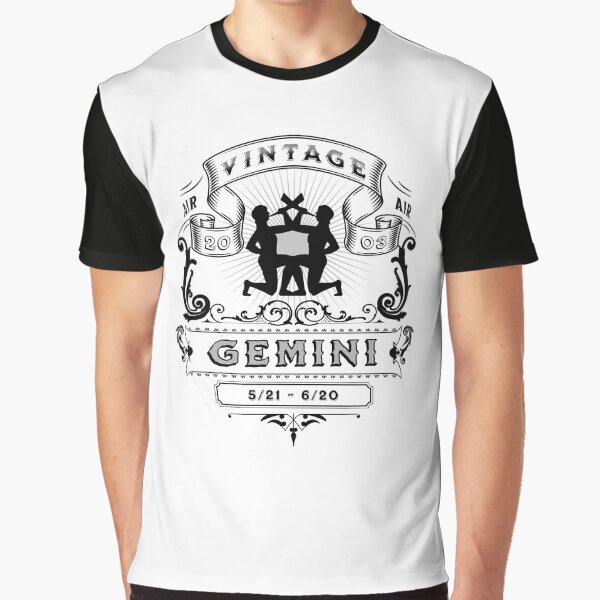 The Zodiac Sign of Gemini Black and White Vintage 2003 by rhombusOnion T-Shirts, Hoodie, Sweatshirt (Image 1)
