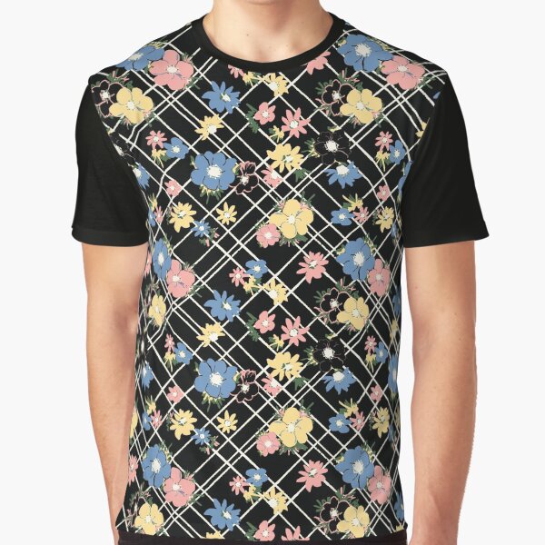 Cute Flowers Floral Check Pattern by mythandframe T-Shirts, Hoodie, Sweatshirt | BlankRebels.com (Image 1)