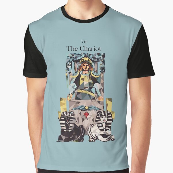 The Chariot Tarot Low Poly Vector Art, Black Text version by felinedreams T-Shirts, Hoodie, Sweatshirt (Image 1)
