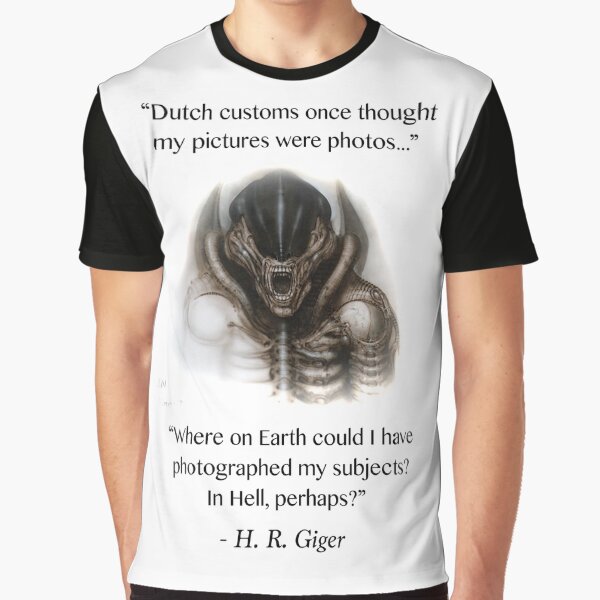 H. R. Giger Quote w/ '78 Alien Drawing (white background only) by christensart T-Shirts, Hoodie, Sweatshirt (Image 1)