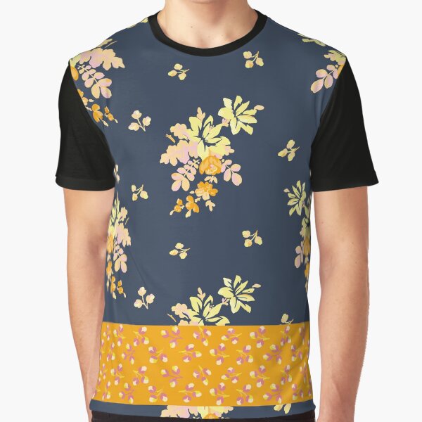 pretty old floral, nana's floral in navy and orange by Samantha  Woodford T-Shirts, Hoodie, Sweatshirt (Image 1)