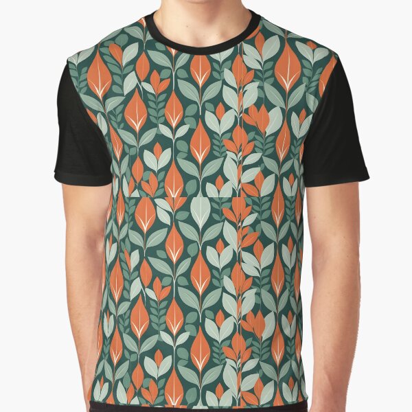 Retro Mid Century Modern Botanical Leaves Orange, Green by Prints and Lifestyle T-Shirts, Hoodie, Sweatshirt (Image 1)