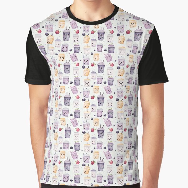 Kawaii Bubble Tea Pattern - Cute and Trendy Watercolor by Dewdrop & Fern T-Shirts, Hoodie, Sweatshirt (Image 1)