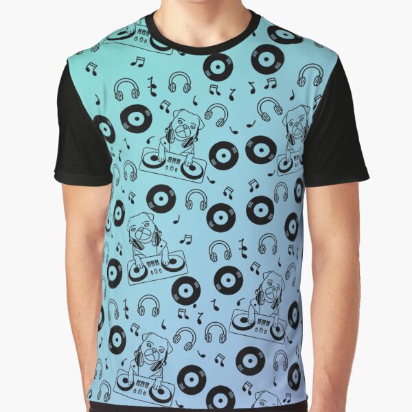 DJ Pug - Pastel Aqua & Blue Ombre by Pugs & Co T-Shirts, Hoodie, Sweatshirt | BlankRebels.com (Image 1)