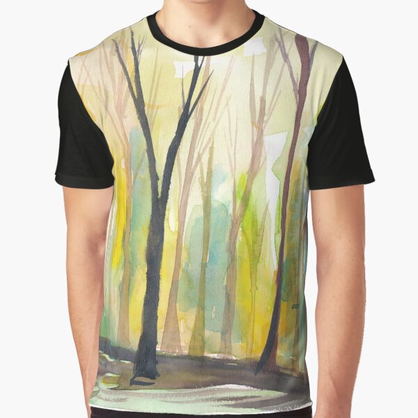 Sunset In Green Glowing Mystical Forest by artshop77 T-Shirts, Hoodie, Sweatshirt | BlankRebels.com (Image 1)