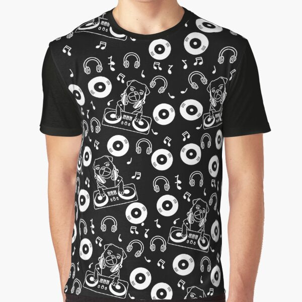 DJ Pug - Black & White by Pugs & Co T-Shirts, Hoodie, Sweatshirt | BlankRebels.com (Image 1)