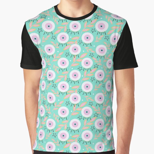 Evil Eye with Leaf and Star Pattern in Mint by kookimoondesign T-Shirts, Hoodie, Sweatshirt | BlankRebels.com (Image 1)