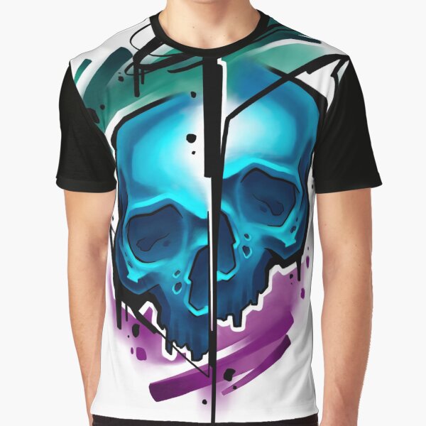 Blue graffiti skull by SirotaInk