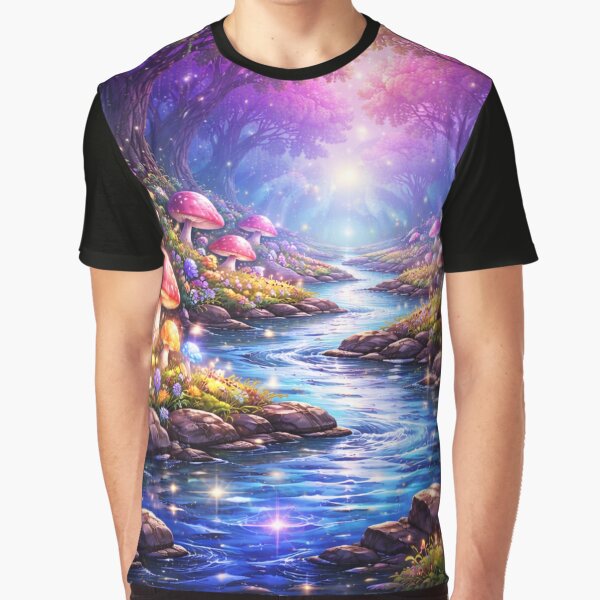 Enchanted Mushroom Forest – Magical Fantasy Woodland Illustratio by Velaty T-Shirts, Hoodie, Sweatshirt (Image 1)