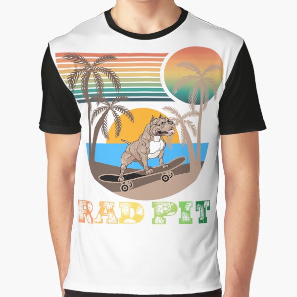 Pitbull On A Skate Board, Retro Beach by GarnersDesigns