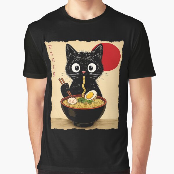 Ramen Cat Kawaii  Ramen Anime Black Cat by will freed18 T-Shirts, Hoodie, Sweatshirt | BlankRebels.com (Image 1)
