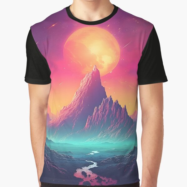Vaporwave Mountains of an Unknown Planet by caligraphics T-Shirts, Hoodie, Sweatshirt | BlankRebels.com (Image 1)