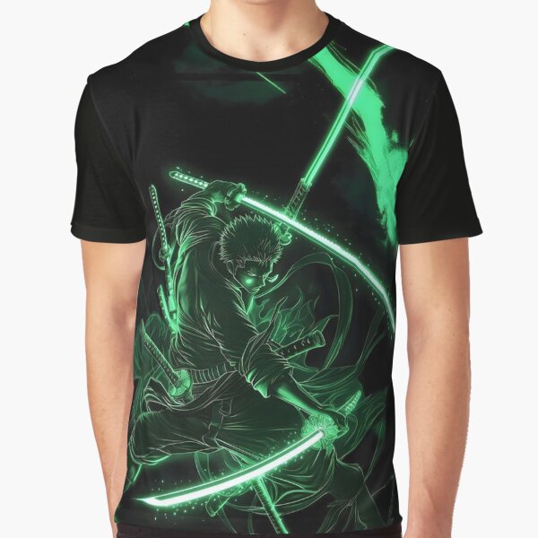 Roronoa Zoro - Neon Green Three Sword Style by Dyan4 T-Shirts, Hoodie, Sweatshirt | BlankRebels.com (Image 1)