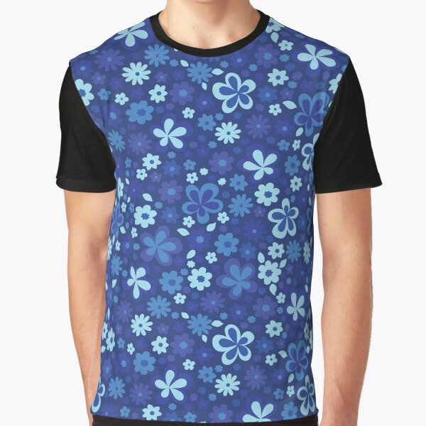 LIGHT BLUE VINTAGE FLORAL RETRO FUN by blomastudios T-Shirts, Hoodie, Sweatshirt | BlankRebels.com (Image 1)