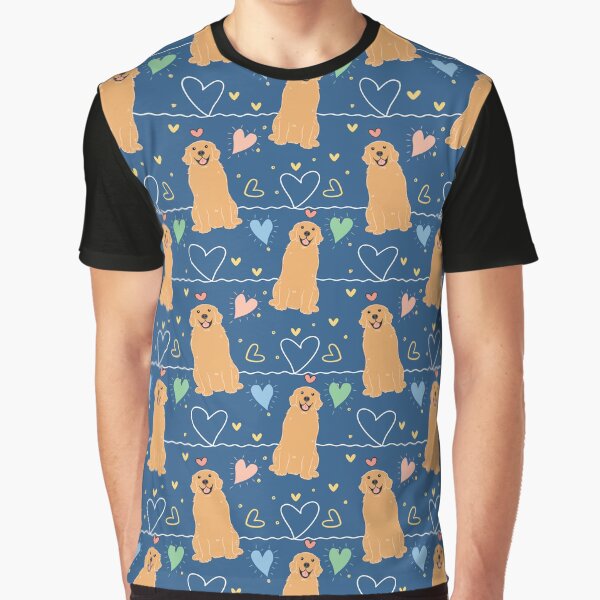 LOVE Golden Retriever - Blue background by Lulupainting T-Shirts, Hoodie, Sweatshirt | BlankRebels.com (Image 1)