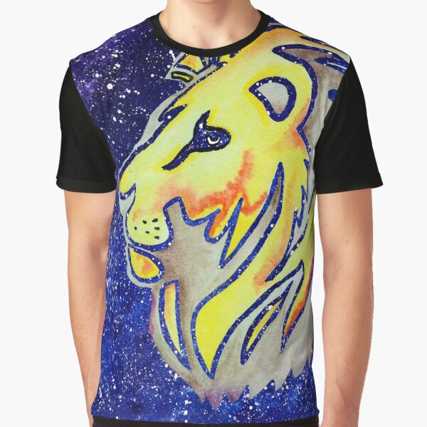 Watercolor Lion Head Galaxy by Fatemah Hussain T-Shirts, Hoodie, Sweatshirt | BlankRebels.com (Image 1)