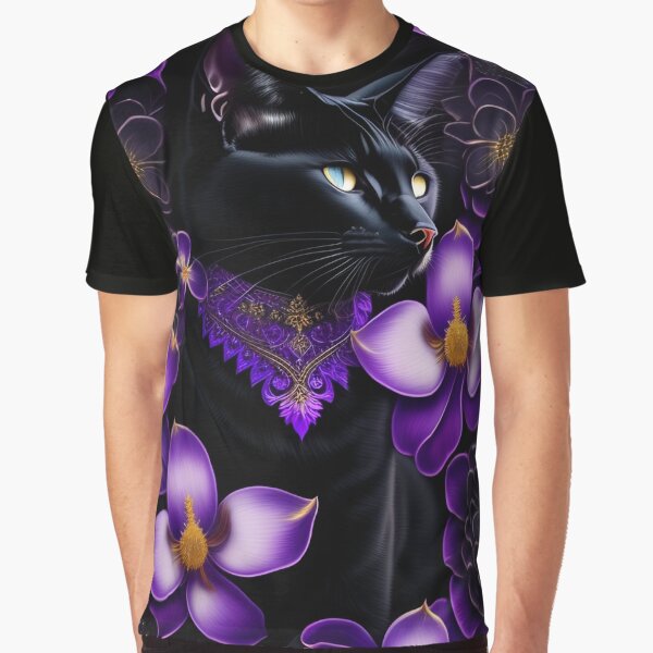 Gothic Black Cat Lost In Purple Elegance by Nocturne  Paws T-Shirts, Hoodie, Sweatshirt | BlankRebels.com (Image 1)
