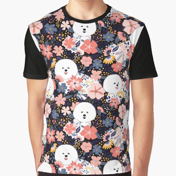 Cute Bichon Frise Garden - Black Background by Lulupainting T-Shirts, Hoodie, Sweatshirt | BlankRebels.com (Image 1)