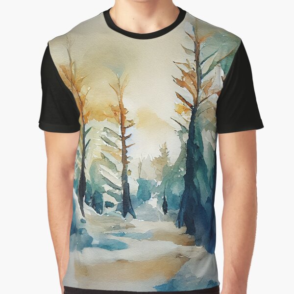 Winter forest loose watercolor art by aricutcia T-Shirts, Hoodie, Sweatshirt | BlankRebels.com (Image 1)