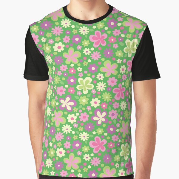 GREEN PURPLE VINTAGE FLORAL RETRO FUN by blomastudios T-Shirts, Hoodie, Sweatshirt | BlankRebels.com (Image 1)