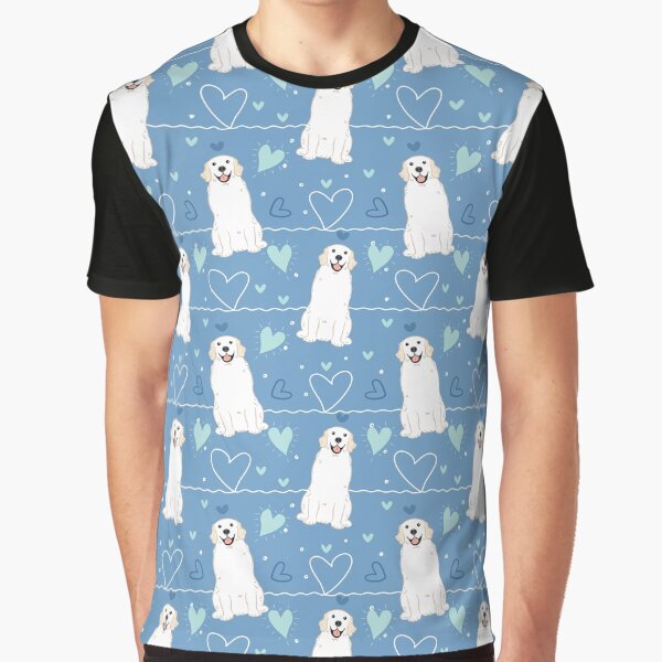 LOVE White Cream Golden Retriever - Blue background by Lulupainting T-Shirts, Hoodie, Sweatshirt | BlankRebels.com (Image 1)