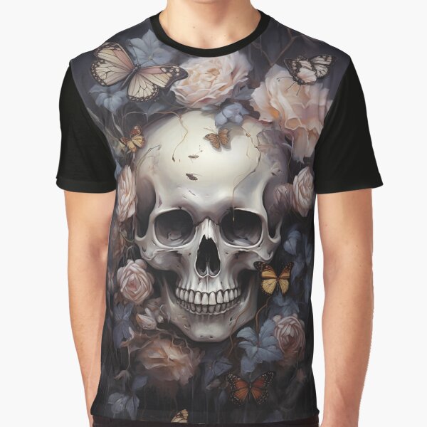 Romantic Skull in Flowers by DarkRedNight T-Shirts, Hoodie, Sweatshirt | BlankRebels.com (Image 1)