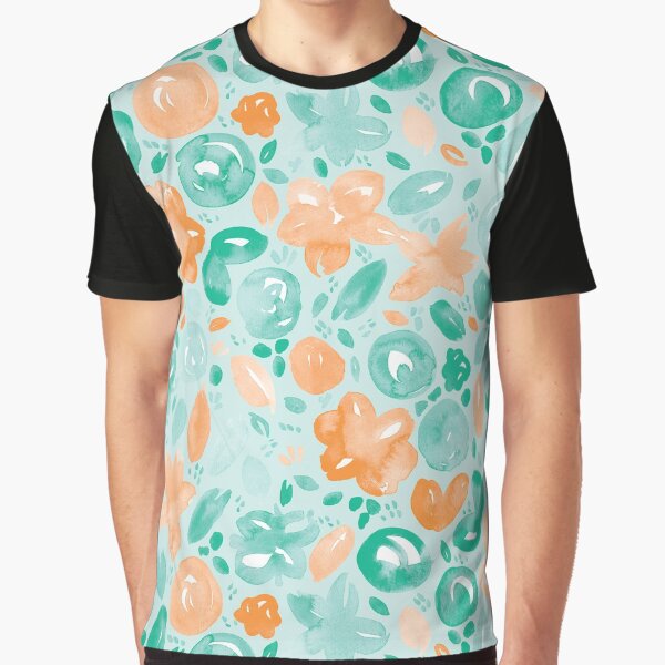 Floral Pattern #5 | Mint and Orange by RebeccaFlaherty T-Shirts, Hoodie, Sweatshirt | BlankRebels.com (Image 1)