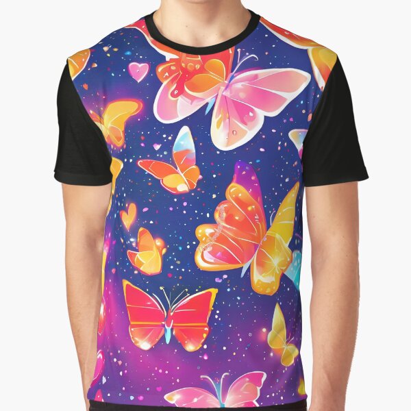 Galaxy Glow Butterflies – Y2K Neon Cosmic Aesthetic Pattern by MyDreamNookShop T-Shirts, Hoodie, Sweatshirt (Image 1)