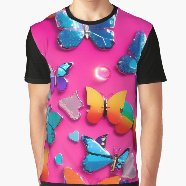 Y2K Neon Butterfly Vibes – Rainbow Chrome Aesthetic Pattern by MyDreamNookShop T-Shirts, Hoodie, Sweatshirt (Image 1)