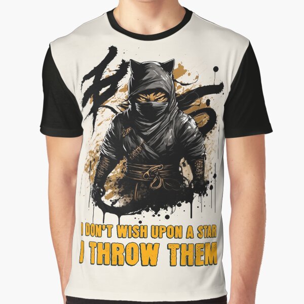 I Don't Wish Upon A Star, I Throw Them - Japanese Anime Aesthetic Ninja Cat Gift by InkyGenies T-Shirts,... (Image 1)