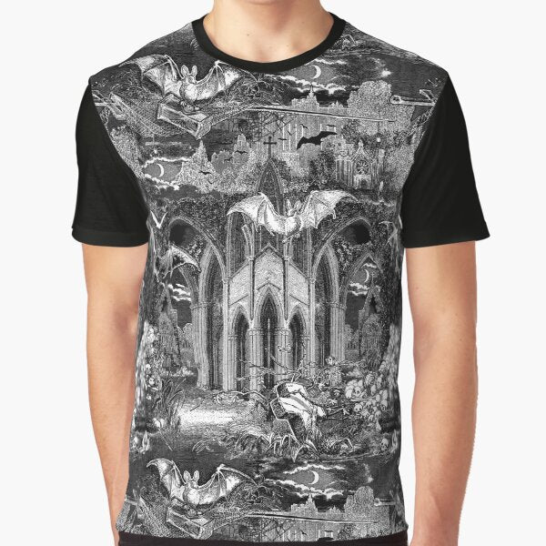 Dark Gothic Vampires Crypt Graves Bats Skulls Pattern by Moose Disco by MooseDisco T-Shirts, Hoodie, Sweatshirt (Image 1)