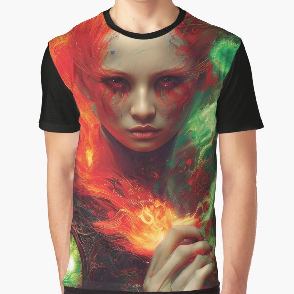 Beautiful Fire Mage | Fantasy Artwork | Pyromancer | Fire Sorceress | Abstract Painting by Eh Plus Designs... (Image 1)