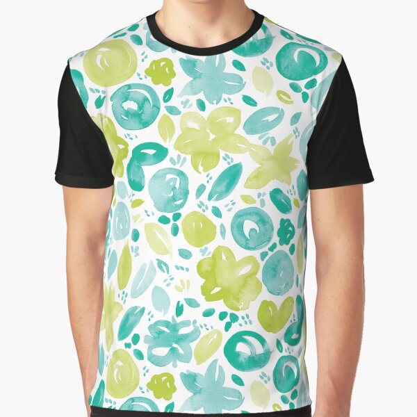 Floral Pattern #5 | Teal and Green by RebeccaFlaherty T-Shirts, Hoodie, Sweatshirt | BlankRebels.com (Image 1)
