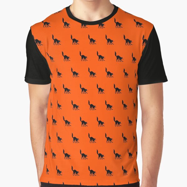Halloween Scaredy Cat Spooky Black Cat Kitten Kitty Orange Background by TRowanDesign T-Shirts, Hoodie, Sweatshirt (Image 1)