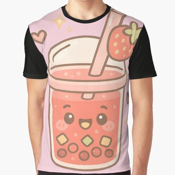 Kawaii Strawberry Fruit Bubble Tea Illustration by PebsPebs T-Shirts, Hoodie, Sweatshirt | BlankRebels.com (Image 1)