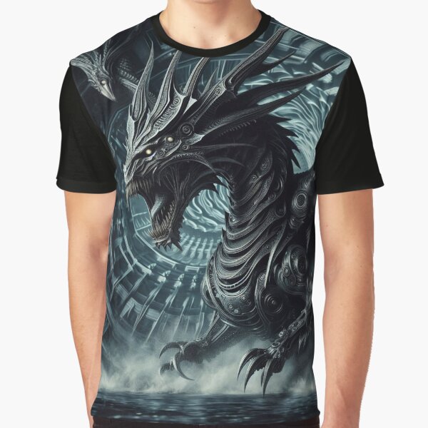 Biomechanical Mech Dragon – Dark Sci-Fi Art by Ierie G T-Shirts, Hoodie, Sweatshirt | BlankRebels.com (Image 1)