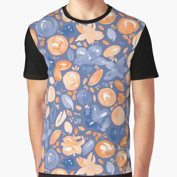 Floral Pattern #5 | Blue and Orange by RebeccaFlaherty T-Shirts, Hoodie, Sweatshirt | BlankRebels.com (Image 1)