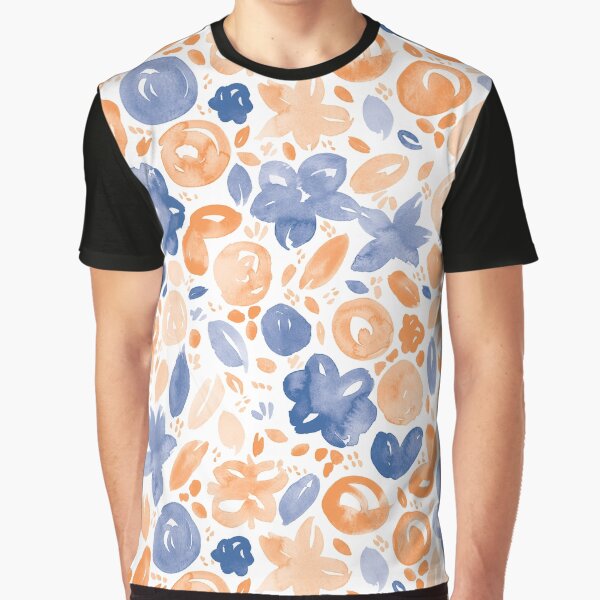 Floral Pattern #5 | Orange and Blue by RebeccaFlaherty T-Shirts, Hoodie, Sweatshirt | BlankRebels.com (Image 1)