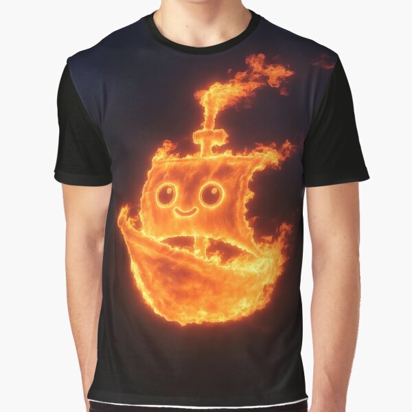 Kawaii Fire Ship – Cute Burning Flame Boat T-Shirts, Hoodie, Sweatshirt