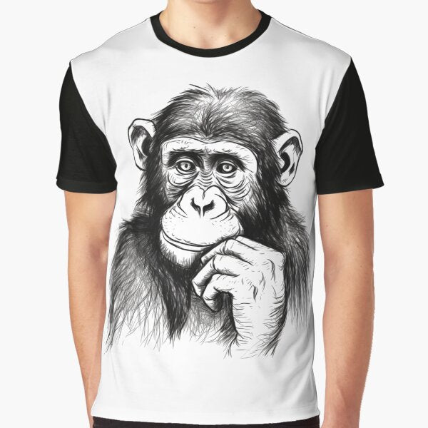 Thoughtful Monkey: Doodle in Cartoon Style by E-PrintStore T-Shirts, Hoodie, Sweatshirt | BlankRebels.com (Image 1)