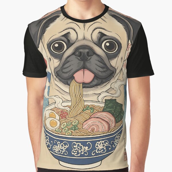 Ramen Eating Pug Puppy by Creature Kindness T-Shirts, Hoodie, Sweatshirt | BlankRebels.com (Image 1)