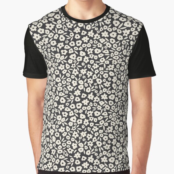 Black and Off White Boho Floral Flowers by Erin Kendal T-Shirts, Hoodie, Sweatshirt | BlankRebels.com (Image 1)