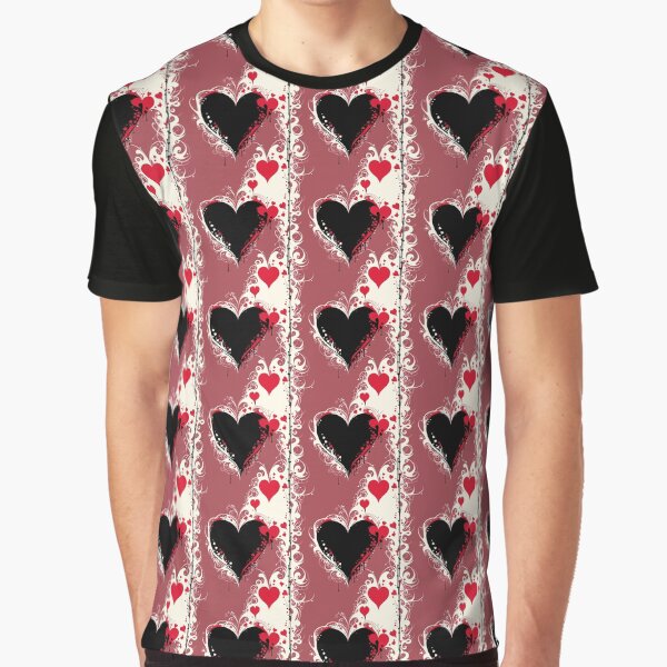 Grunge Black and Red Hearts Stripe Pattern Red White Background by Aaron2610 T-Shirts, Hoodie, Sweatshirt (Image 1)