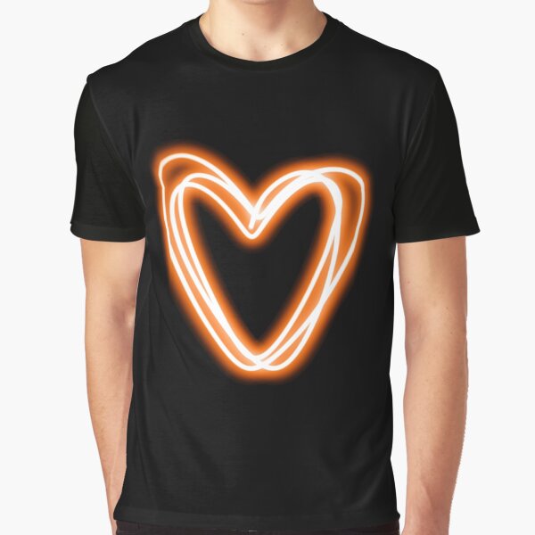 Orange Neon Sketch Style Heart on Plain Background by ChazRay T-Shirts, Hoodie, Sweatshirt | BlankRebels.com (Image 1)