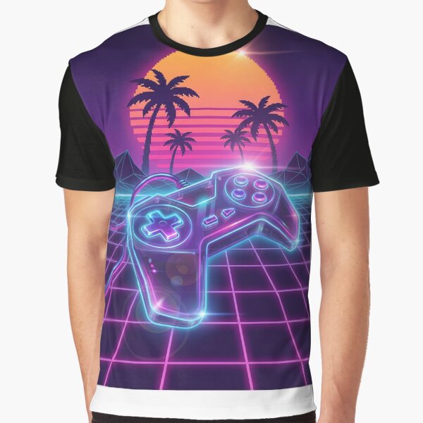 Retro Neon Game Controller Synthwave | 80s Gaming Art by Delta89
