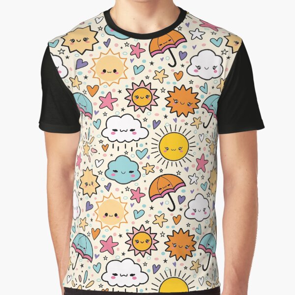 Make Today Amazing. Cute kawaii weather with cheerful suns, clouds and umbrellas by The Waifoo's Studio... (Image 1)
