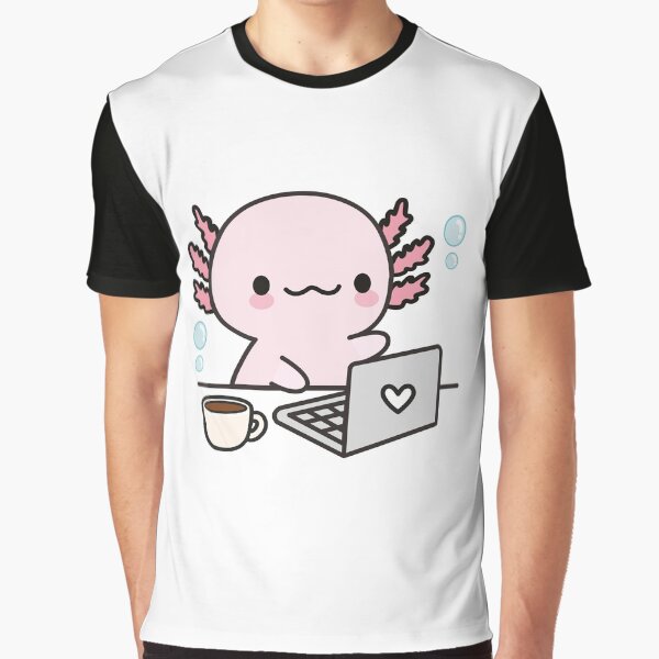 Cute Axolotl working on the computer by XoTheMonster T-Shirts, Hoodie, Sweatshirt | BlankRebels.com (Image 1)