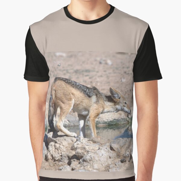 Blackbacked Jackal at a waterhole by DWeyers T-Shirts, Hoodie, Sweatshirt | BlankRebels.com (Image 1)