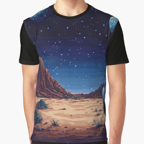 Crimson Planet Pixel View by RetroPixelCraft T-Shirts, Hoodie, Sweatshirt | BlankRebels.com (Image 1)